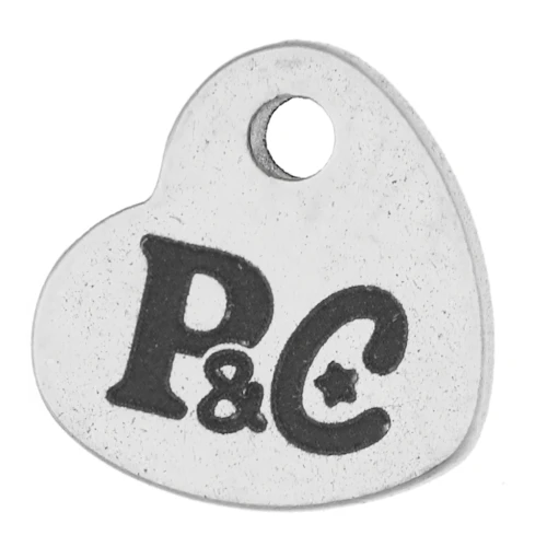 7x8mm Personalized heart charms - Simple logo - Stainless steel 304 x100