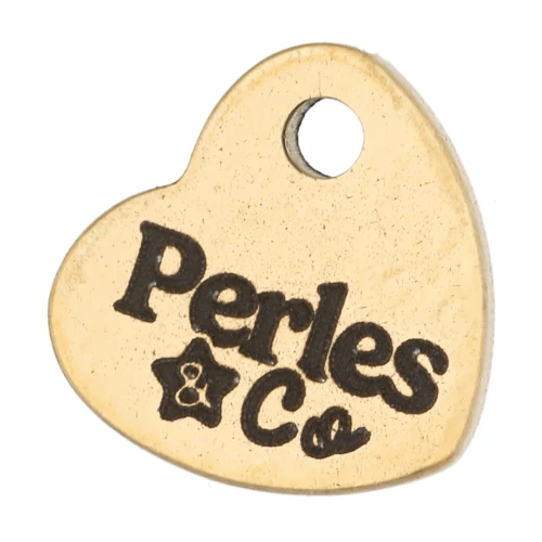 7x8mm Personalized heart charms - Complex logo - 304 Gold stainless steel x100