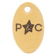 10x6mm Personalized charms oval - Simple logo - 304 Gold stainless steel x100
