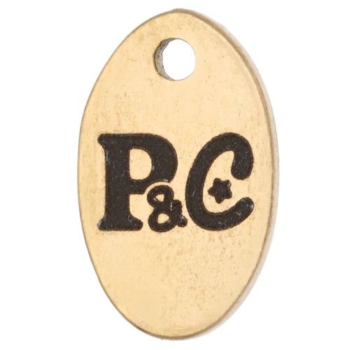 10x6mm Personalized charms oval - Simple logo - 304 Gold stainless steel x100