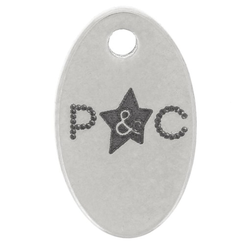 10x6mm Personalized charms oval - Simple logo - Stainless steel 304 x100