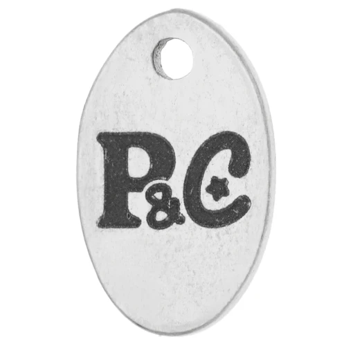 10x6mm Personalized charms oval - Simple logo - Stainless steel 304 x100