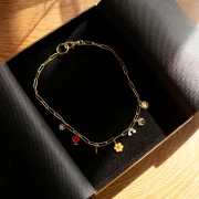 13.5x18x3.5cm cardboard Fancy jewelry box for necklace - Gold x1