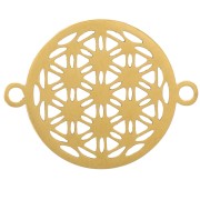 17mm 316L stainless steel Round openwork spacer Flower of life pattern - Gold x1|raw }}