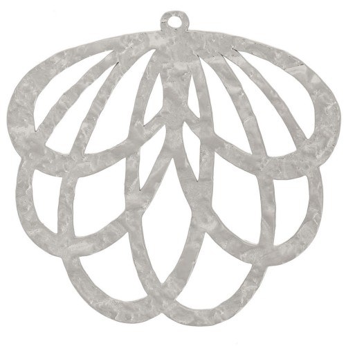 29x30mm 316L stainless steel Textured openwork leaf pendant x1