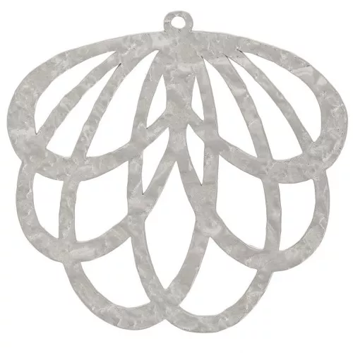 29x30mm 316L stainless steel Textured openwork leaf pendant x1