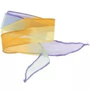 Ruban de soie 25 mm - Tie and dye - Jaune - Violet - Orange x85cm