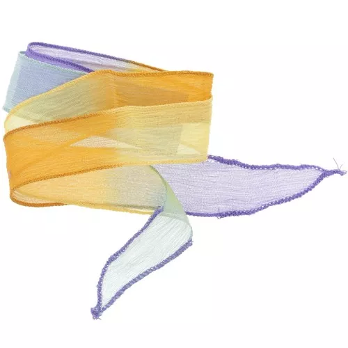 25mm Silk ribbon - Tie and dye - Yellow - Purple - Orange x85cm
