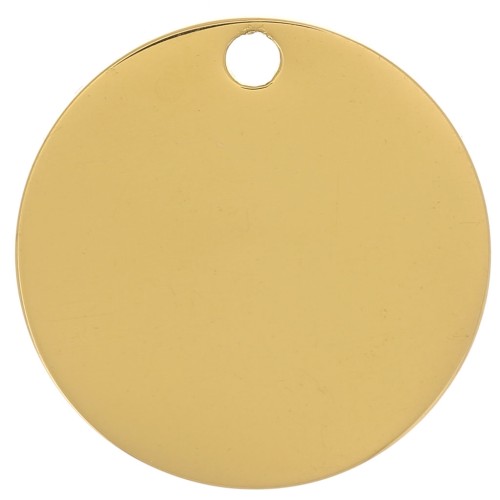 15mm Stainless steel 316L Medal charm to engrave - Gold x1