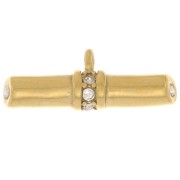 8x21 mm bar pendant with rhinestones - Gold-plated 316 stainless steel - Crystal x1
