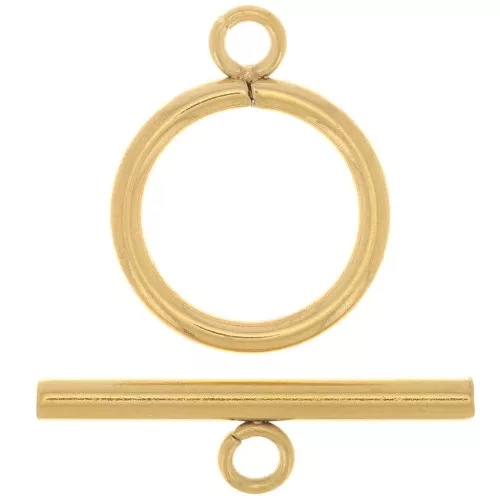 304L stainless steel T clasp for 16mm bracelet or necklace - Gold x1
