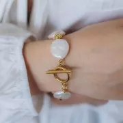 304L stainless steel T clasp for 16mm bracelet or necklace - Gold x1