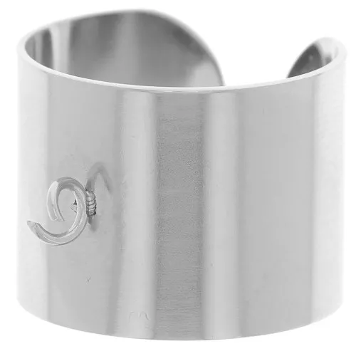 15mm 316L st. steel Adjustable 15 mm wide ring with open ring - S 52 to 58 x1