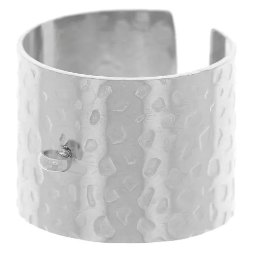 15mm 316L st. steel Adjustable wide hammered ring - closed ring - S52 to 58 x1