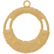 30mm Stainless steel 304L Round hollow pendant braided effect - Gold x1|raw }}