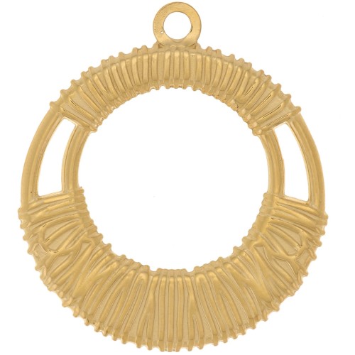 30mm Stainless steel 304L Round hollow pendant braided effect - Gold x1