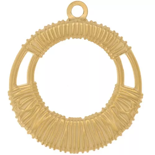 30mm Stainless steel 304L Round hollow pendant braided effect - Gold x1