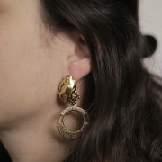 30mm Stainless steel 304L Round hollow pendant braided effect - Gold x1