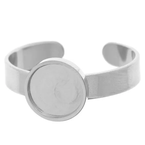 St. steel 304 Adjustable setting ring - cabochon flat base 8 mm x1