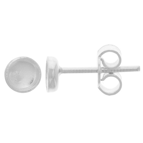 4mm 925 Sterling Silver earStuds for flat back cabochon x2
