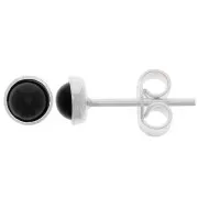 4mm 925 Sterling Silver earStuds for flat back cabochon x2
