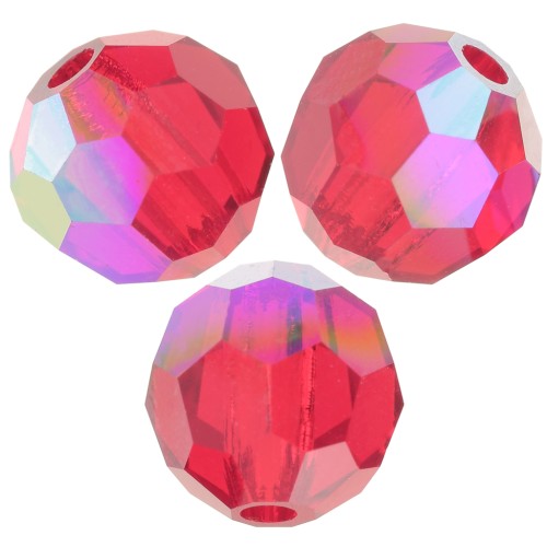 6mm Preciosa Crystal Rounds - Light Siam AB x6