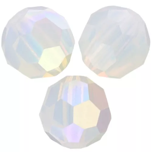 6mm Preciosa Crystal Rounds - White Opal AB x6