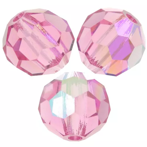 6mm Preciosa Crystal Rounds - Rose AB x6