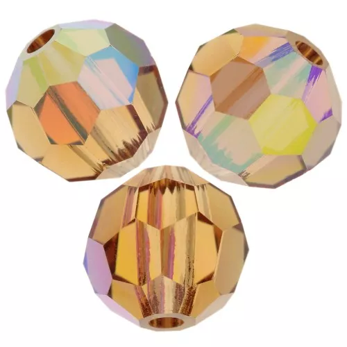 6mm Preciosa Crystal Rounds - Light Colorado Topaz AB x6