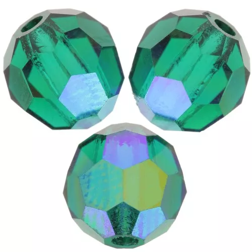 6mm Preciosa Crystal Rounds - Emerald AB x6