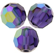 6mm Preciosa Crystal Rounds - Deep Tanzanite AB x6