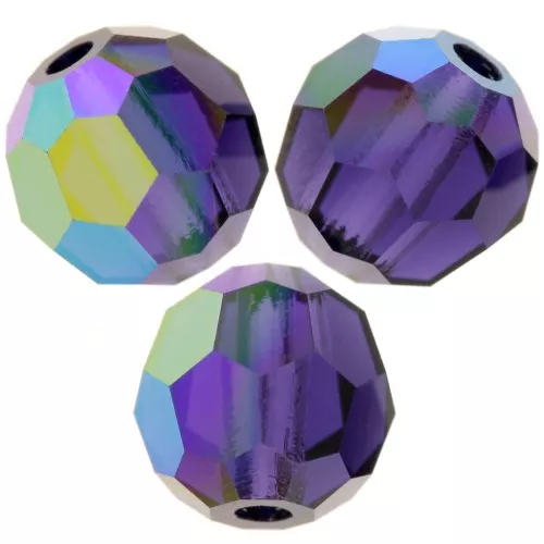 6mm Preciosa Crystal Rounds - Deep Tanzanite AB x6