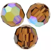 6mm Preciosa Crystal Rounds - Smoked Topaz AB x6