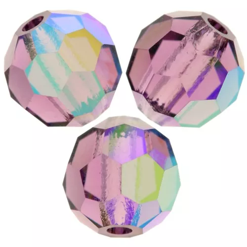 6mm Preciosa Crystal Rounds - Amethyst AB x6