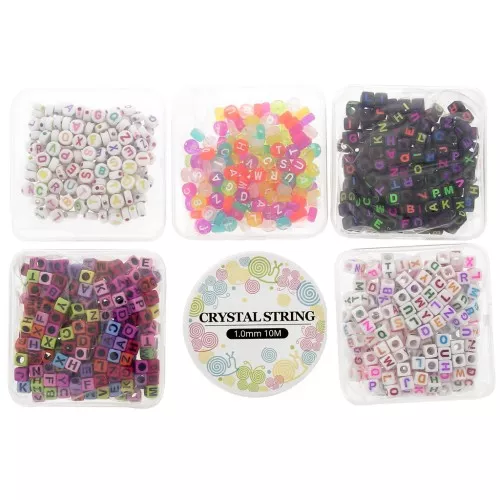 Kit of 1000 alphabet letter beads for friendship bracelets - Multicolored x1
