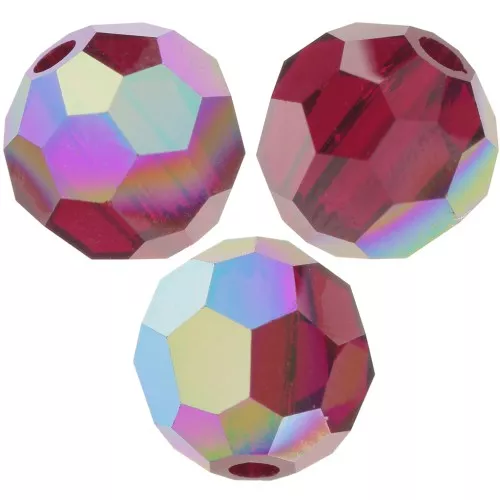 6mm Preciosa Crystal Rounds - Siam AB x6