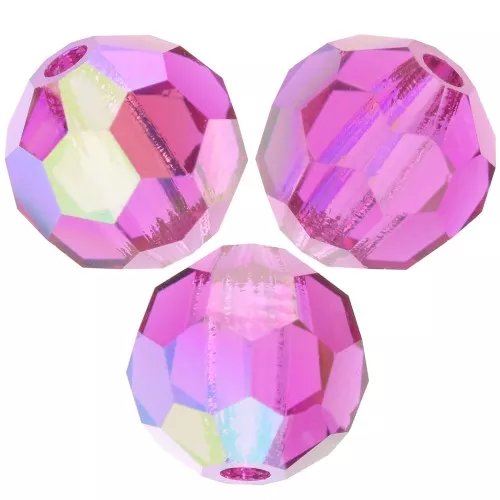 6mm Preciosa Crystal Rounds - Fuchsia AB x6
