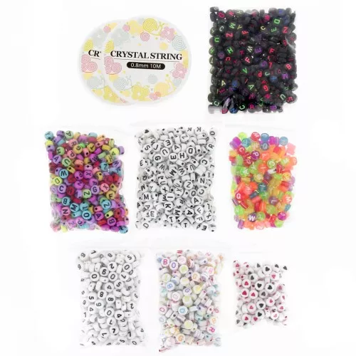 Kit of 1900 7mm alphabet letter beads for friendship bracelets - Multicolored x1