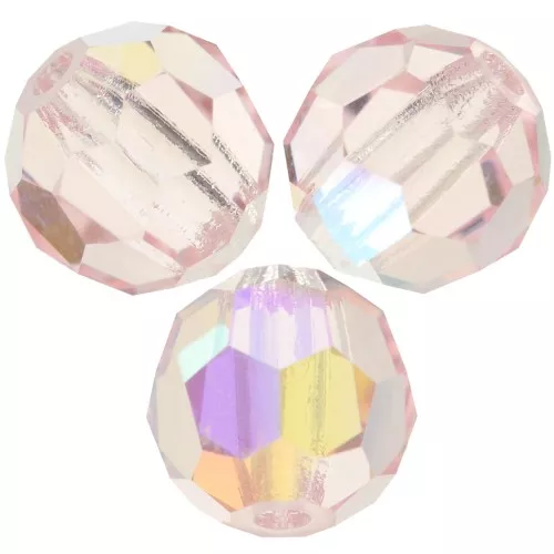6mm Preciosa Crystal Rounds - Light Rose AB x6