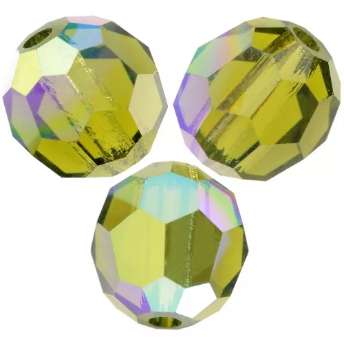 6mm Preciosa Crystal Rounds - Olivine AB x6