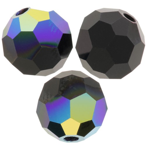 6mm Preciosa Crystal Rounds - Jet AB x6