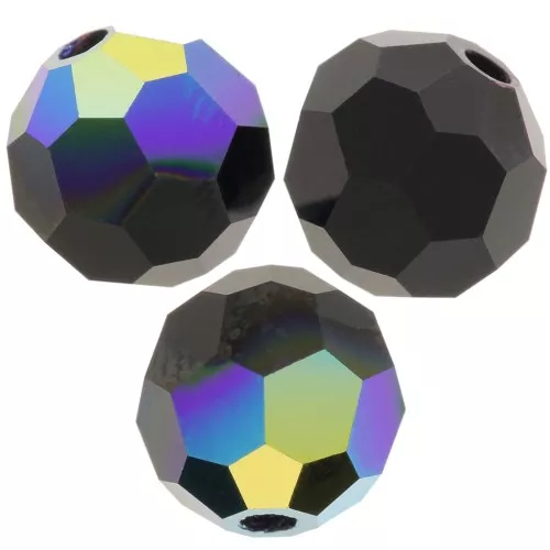 6mm Preciosa Crystal Rounds - Jet AB x6