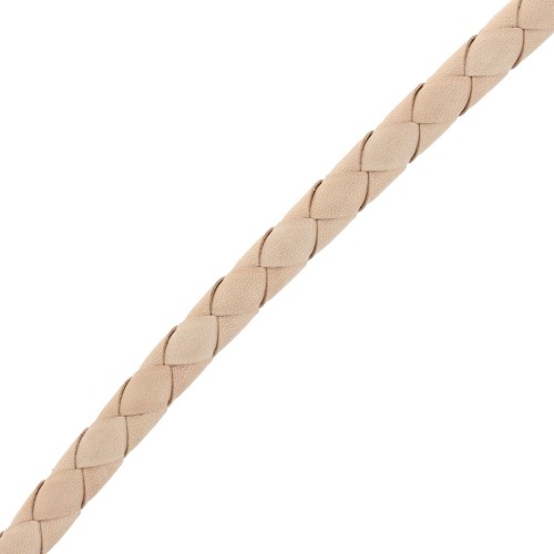 8mm Braided leather cord - Natural x 50 cm