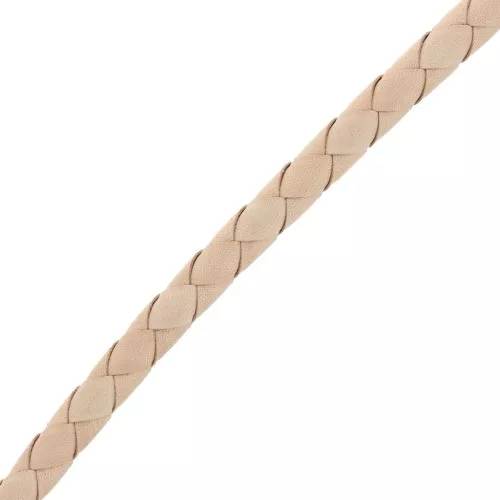 8mm Braided leather cord - Natural x 50 cm