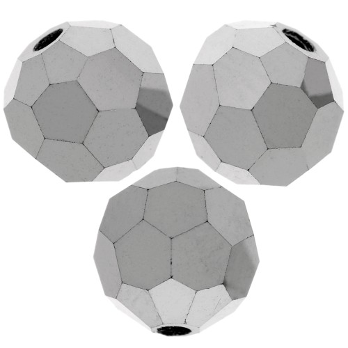 6mm Preciosa Crystal Rounds - Jet Hematite Full x6