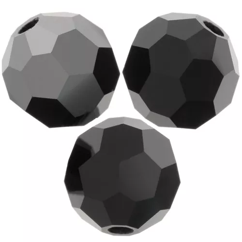6mm Preciosa Crystal Rounds - Jet Hematite Half x6