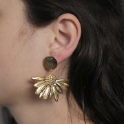 31.5x45mm 304L stainless steelSunflower pendants - Gold x2