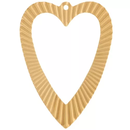 42x31mm 304L stainless steel Hollow heart pendants with pleated effect - Gold x2