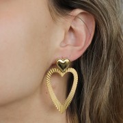 42x31mm 304L stainless steel Hollow heart pendants with pleated effect - Gold x2