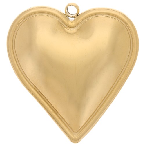 22x20mm 304L stainless steel domed hearts Pendants - gold x2